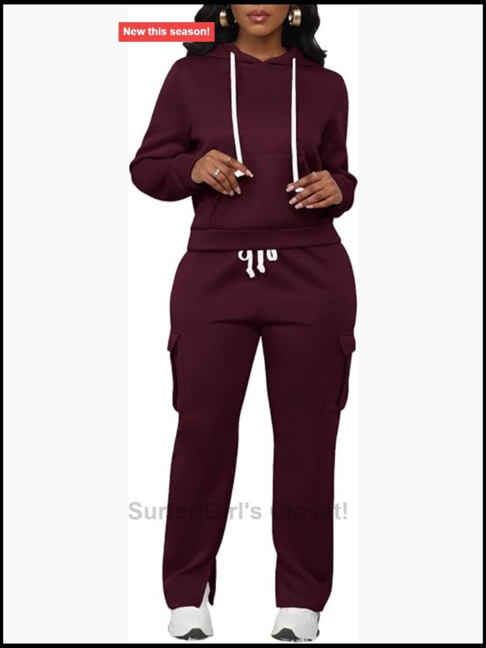 2 Piece Hoodie and Cargo Sweatpants Set - Soft Lounge Activewear